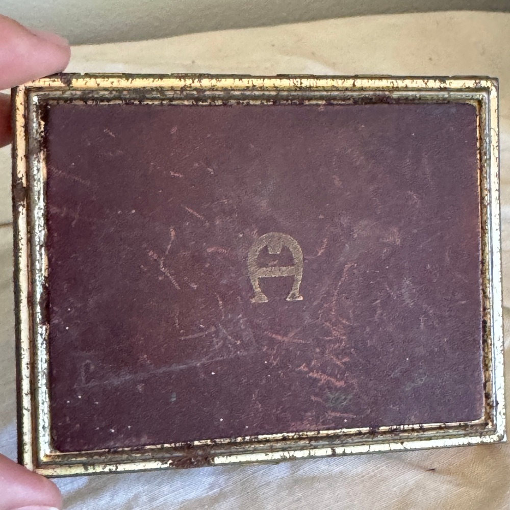 Vintage Etienne Aigner Oxblood Leather Cigarette Case Business Card Holder Logo